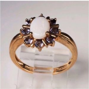 Genuine Opal & Tanzanite Ring 10k